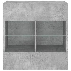 Стенен ТВ шкаф с LED осветление, бетонно сив, 58,5x30x60,5 см