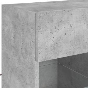 Стенен ТВ шкаф с LED осветление, бетонно сив, 58,5x30x60,5 см