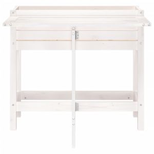 Градинска кашпа със сгъваем плот, бяла, масивен бор