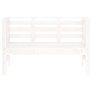 Градинска пейка, бяла, 111,5x53x71 см, борово дърво масив