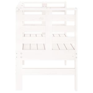 Градинска пейка, бяла, 111,5x53x71 см, борово дърво масив