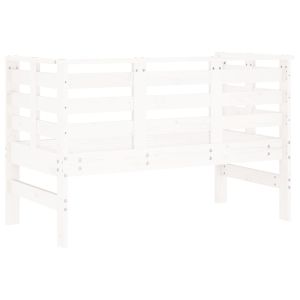 Градинска пейка, бяла, 111,5x53x71 см, борово дърво масив