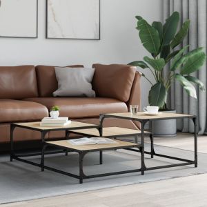 Кафе маса, дъб сонома, 107x107x40 см, инженерно дърво