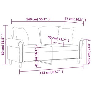 2-местен диван с декоративни възглавници черен 140 см