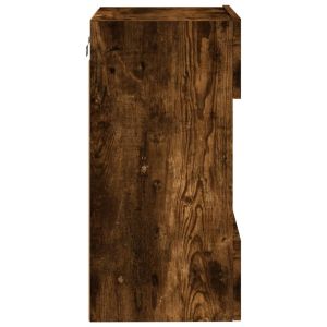 Стенен ТВ шкаф с LED осветление, опушен дъб, 40x30x60,5 см