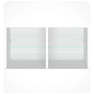 Стенен ТВ шкаф с LED осветление, бял, 58,5x30x60,5 см