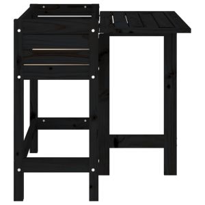 Градинска кашпа със сгъваем плот, черна, масивен бор