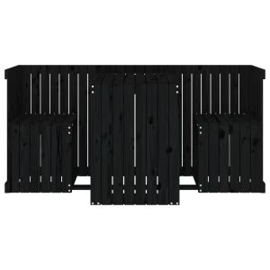 Балконски комплект, 2-местен, черен, бор масив