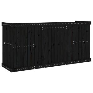 Балконски комплект, 2-местен, черен, бор масив