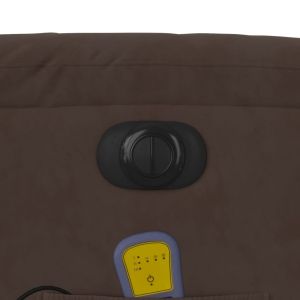 Електрически масажен наклоняем стол кафяв микрофибърен текстил