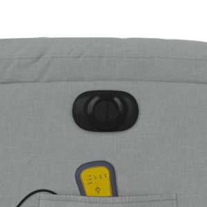 Електрически масажен реклайнер стол, светлосив, текстил