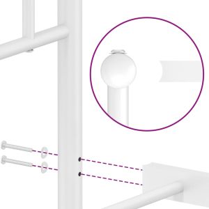 Метална рамка за легло с горна табла, бяла, 135x190 см