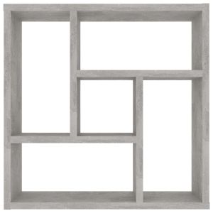Стенен рафт, бетонно сив, 45,1x16x45,1 см, инженерно дърво