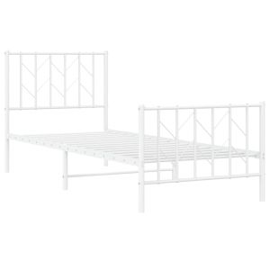 Метална рамка за легло с горна и долна табла, бяла, 80x200 см