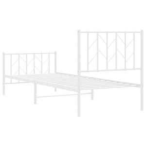 Метална рамка за легло с горна и долна табла, бяла, 80x200 см