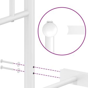 Метална рамка за легло с горна и долна табла, бяла, 140x190 см