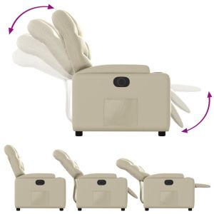 Електрически наклоняем стол, кремав, изкуствена кожа