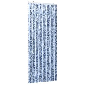 Завеса против насекоми синьо бяло и сребристо 90x220 см шенил