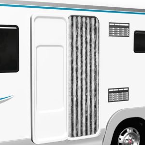 Завеса против насекоми, сиво и бяло, 56x185 см, шенил