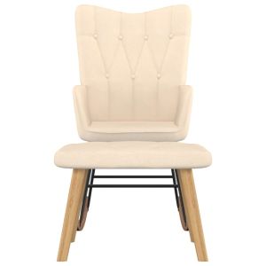 Люлеещ се стол с табуретка, кремав, плат