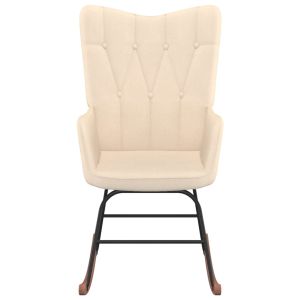 Люлеещ се стол с табуретка, кремав, плат