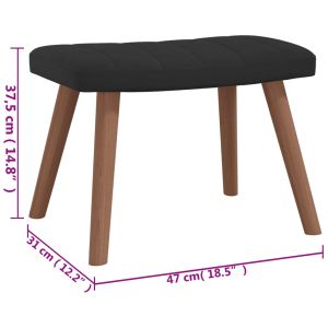 Люлеещ се стол с табуретка, черен, кадифе