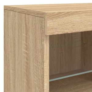 Сайдборд с LED светлини, сонома дъб, 81x37x67 см