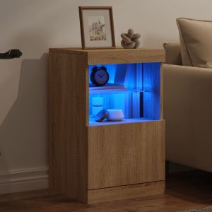 Сайдборд с LED светлини, сонома дъб, 41x37x67 см
