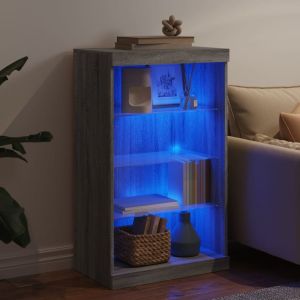 Сайдборд с LED светлини, сив сонома, 60,5x37x100 см