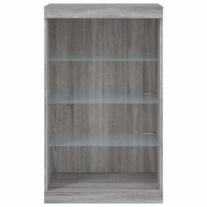 Сайдборд с LED светлини, сив сонома, 60,5x37x100 см