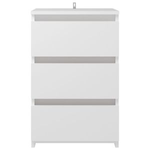 Нощно шкафче, бяло, 40x35x62,5 см, инженерно дърво