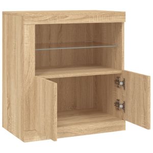 Сайдборд с LED светлини, сонома дъб, 60,5x37x67 см
