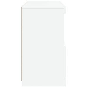 Сайдборд с LED светлини, бял, 60x37x67 см