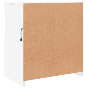 Сайдборд с LED светлини, бял, 60x37x67 см