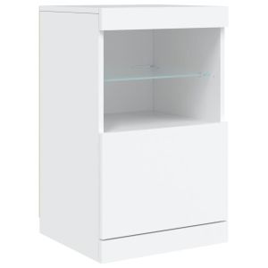 Сайдборд с LED светлини, бял, 41x37x67 см