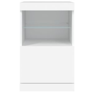 Сайдборд с LED светлини, бял, 41x37x67 см