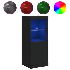 Сайдборд с LED светлини, черен, 41x37x100 см