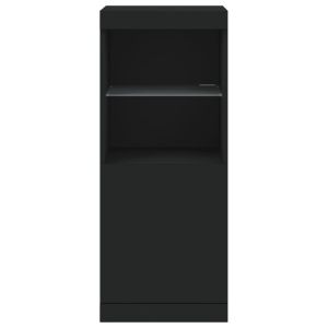 Сайдборд с LED светлини, черен, 41x37x100 см