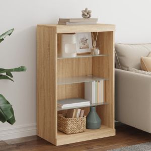 Сайдборд с LED светлини, сонома дъб, 60,5x37x100 см