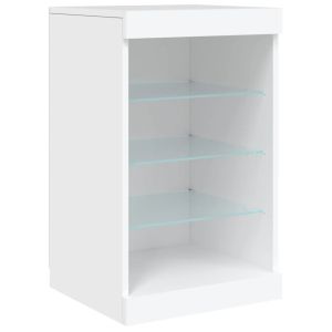 Сайдборд с LED светлини, бял, 41x37x67 см