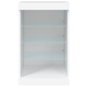 Сайдборд с LED светлини, бял, 41x37x67 см