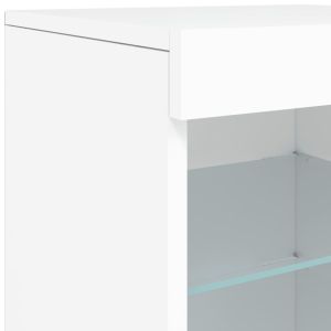 Сайдборд с LED светлини, бял, 41x37x67 см