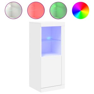 Сайдборд с LED светлини, бял, 41x37x100 см