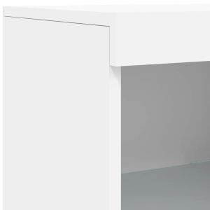 Сайдборд с LED светлини, бял, 41x37x100 см