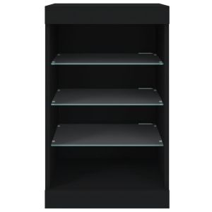 Сайдборд с LED светлини, черен, 41x37x67 см