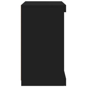 Сайдборд с LED светлини, черен, 41x37x67 см