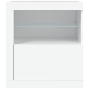 Сайдборд с LED светлини, бял, 60,5x37x67 см
