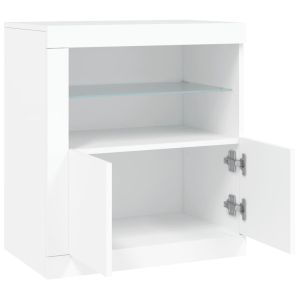 Сайдборд с LED светлини, бял, 60,5x37x67 см