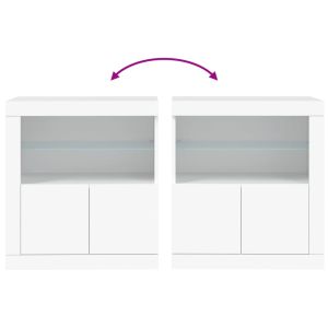 Сайдборд с LED светлини, бял, 60,5x37x67 см