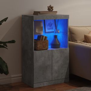 Сайдборд с LED светлини, бетонно сив, 60,5x37x100 см